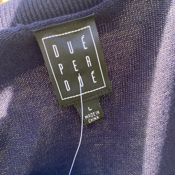 DUE Per Due Blue Open Front Cardigan size L NWT - Picture 7 of 8